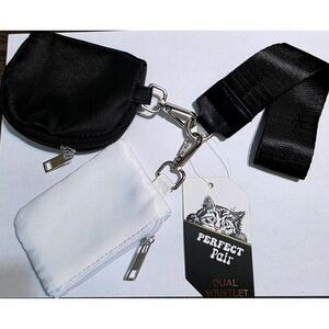 Perfect Pair Dual Wristlet Black White Nylon Zipper Pouch Set PL-WLT1308 NEW